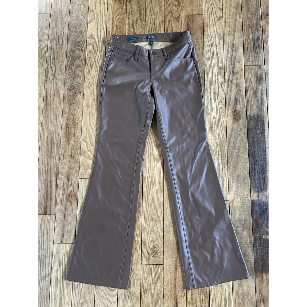 Wild Fable‎ Brown Faux Leather Flared Low Rise Pants Women Size 0
